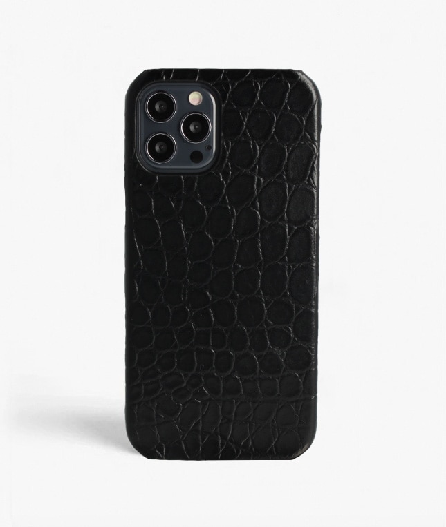 Kuori iPhone 12/iPhone 12 Pro Small Croco Musta