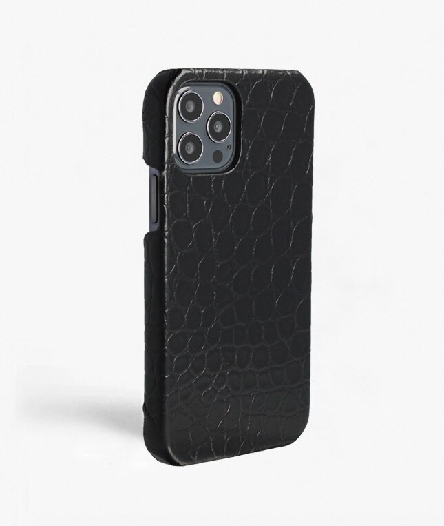 Kuori iPhone 12/iPhone 12 Pro Small Croco Musta