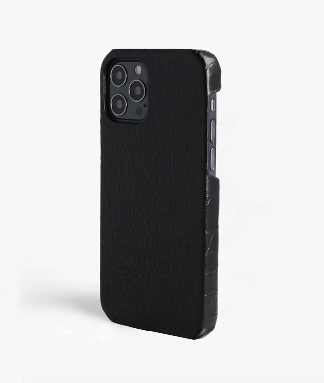 Kuori iPhone 12/iPhone 12 Pro Small Croco Musta