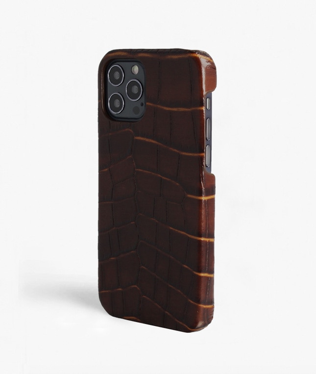 Kuori iPhone 12/iPhone 12 Pro Croco Ruskea