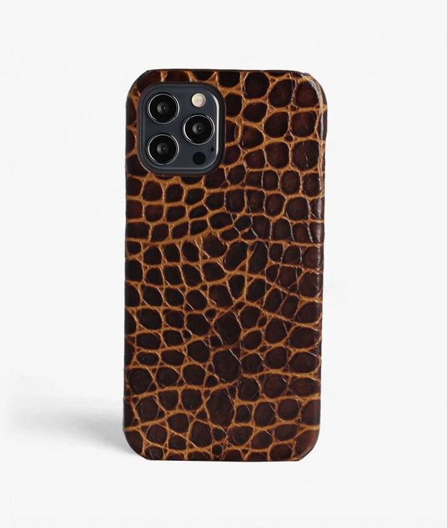 Kuori iPhone 12/iPhone 12 Pro Small Croco Ruskea