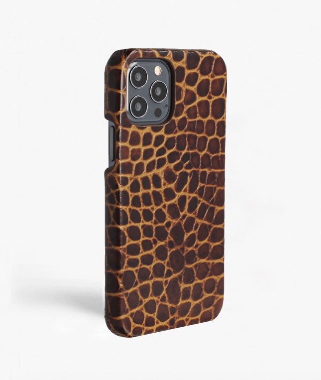 Kuori iPhone 12/iPhone 12 Pro Small Croco Ruskea