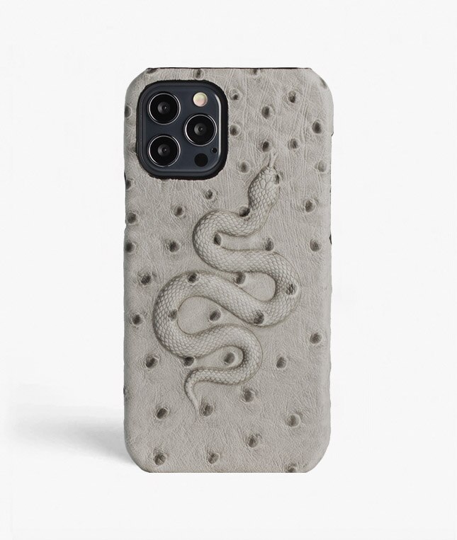 Kuori iPhone 12/iPhone 12 Pro Snake Ostrich Grey