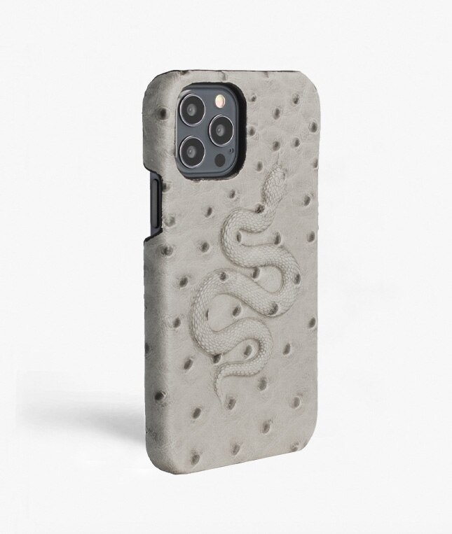 Kuori iPhone 12/iPhone 12 Pro Snake Ostrich Grey