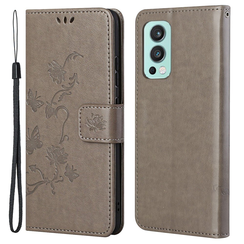Nahkakotelo Perhonen  OnePlus Nord 2 5G Harmaa