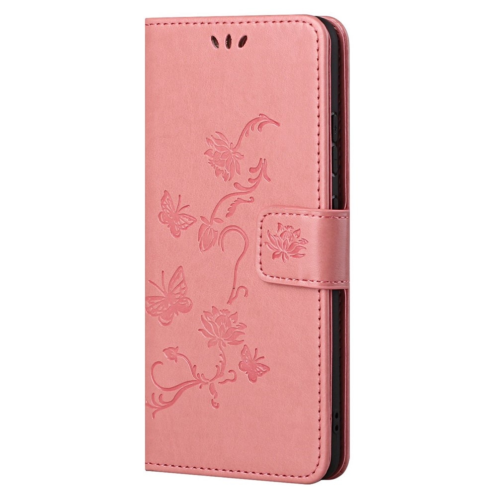 Nahkakotelo Perhonen OnePlus Nord 2 5G vaaleanpunainen