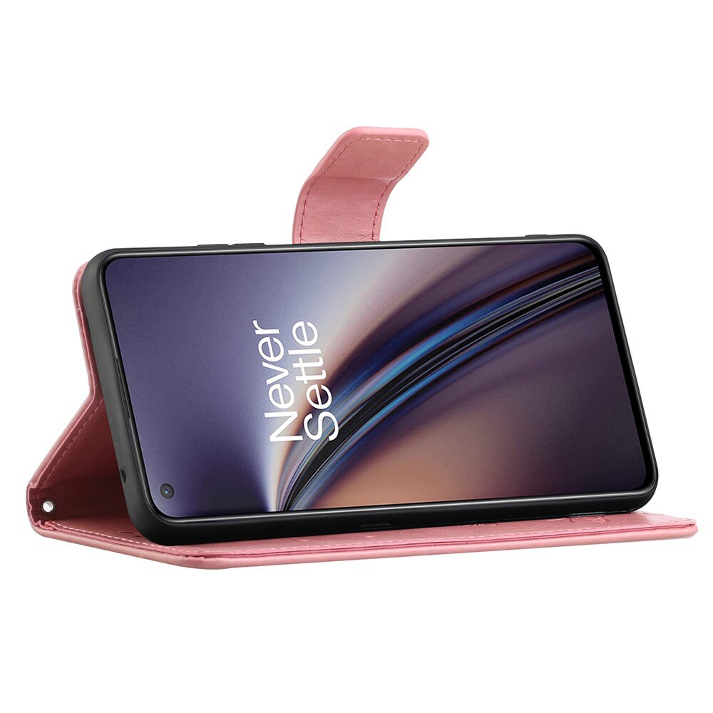 Nahkakotelo Perhonen  OnePlus Nord 2 5G Vaaleanpunainen