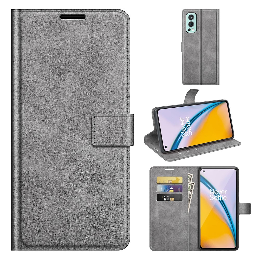 Leather Wallet OnePlus Nord 2 5G Grey