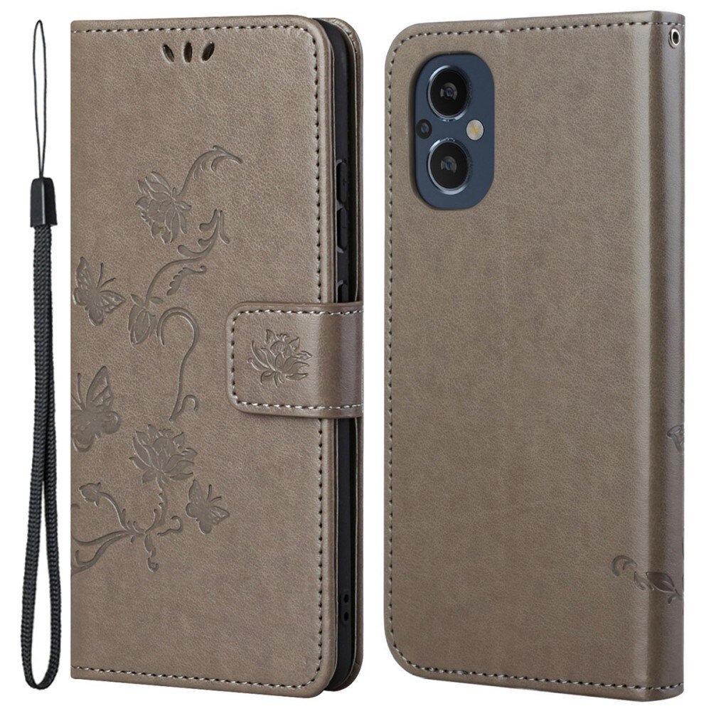 Nahkakotelo Perhonen OnePlus Nord N20 harmaa