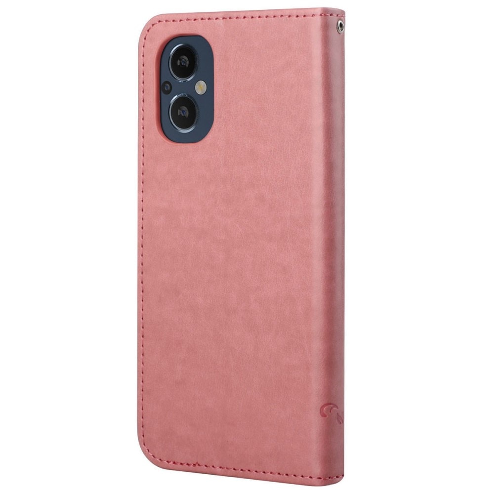 Nahkakotelo Perhonen OnePlus Nord N20 vaaleanpunainen