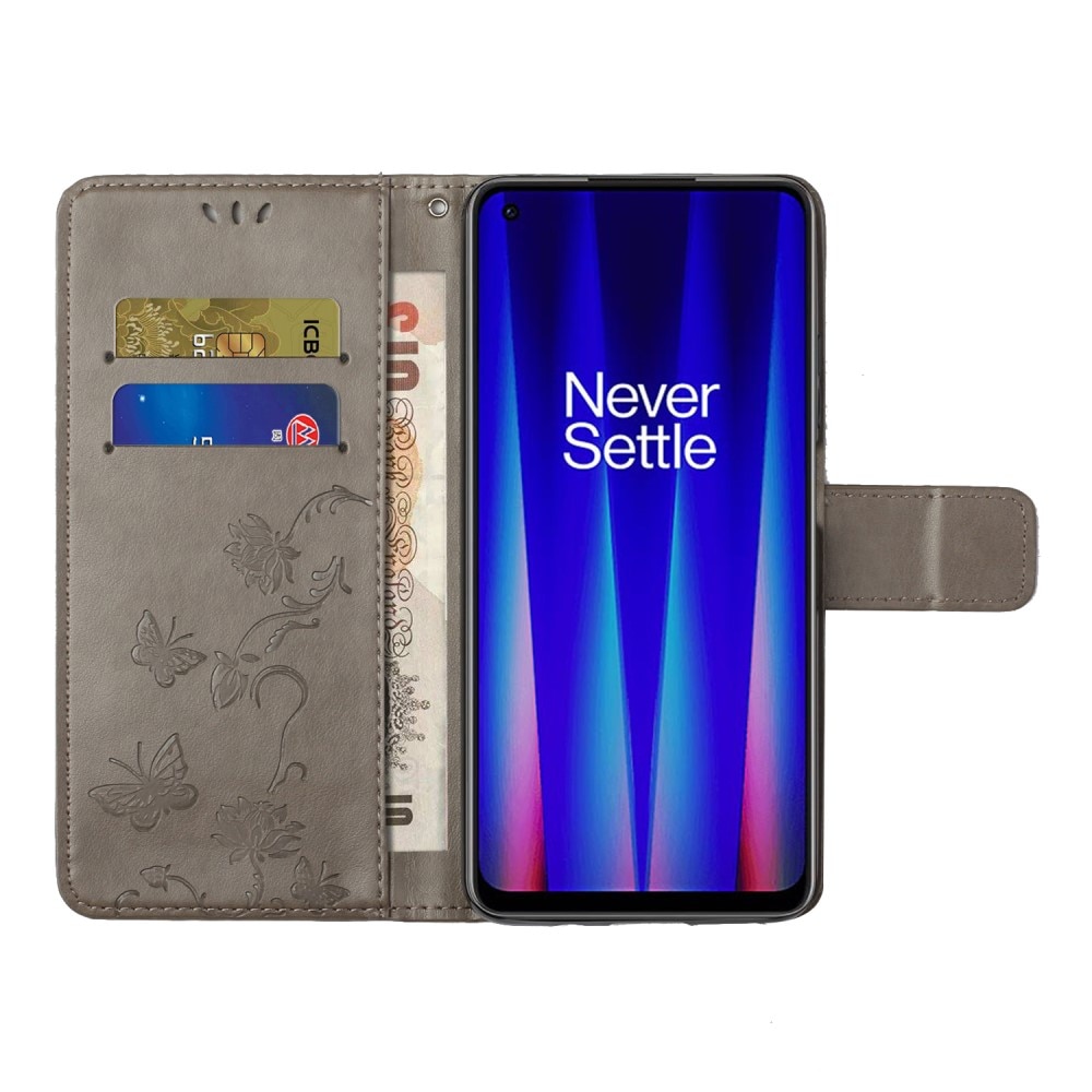 Nahkakotelo Perhonen OnePlus Nord CE 2 5G harmaa