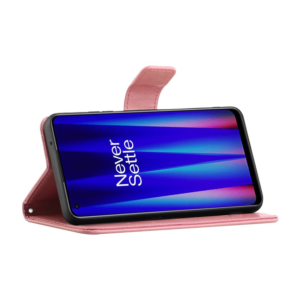 Nahkakotelo Perhonen OnePlus Nord CE 2 5G  vaaleanpunainen
