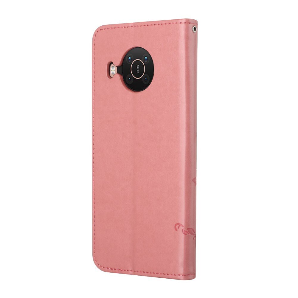 Nahkakotelo Perhonen Nokia X20/X10 Vaaleanpunainen