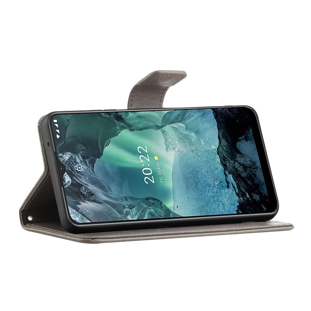 Nahkakotelo Perhonen  Nokia G11/Nokia G21 Harmaa