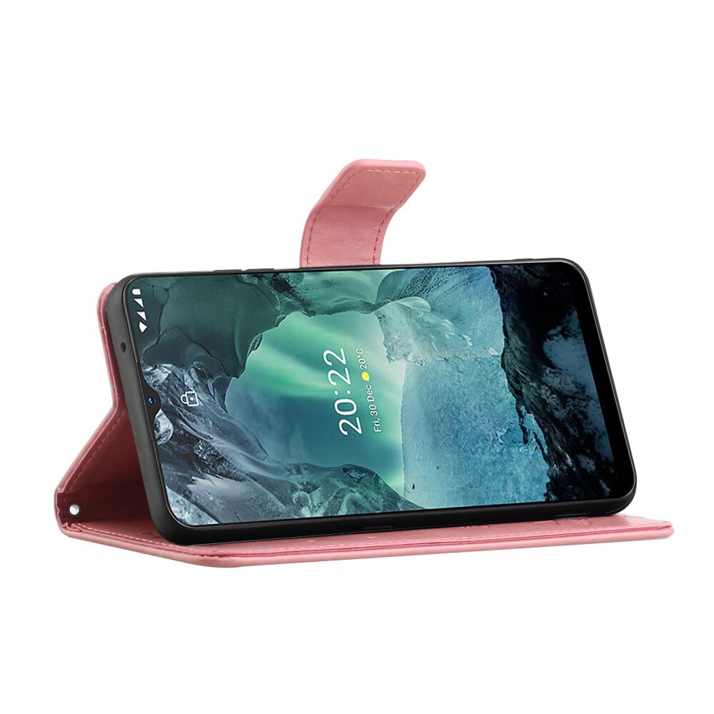 Nahkakotelo Perhonen  Nokia G11/Nokia G21 Vaaleanpunainen
