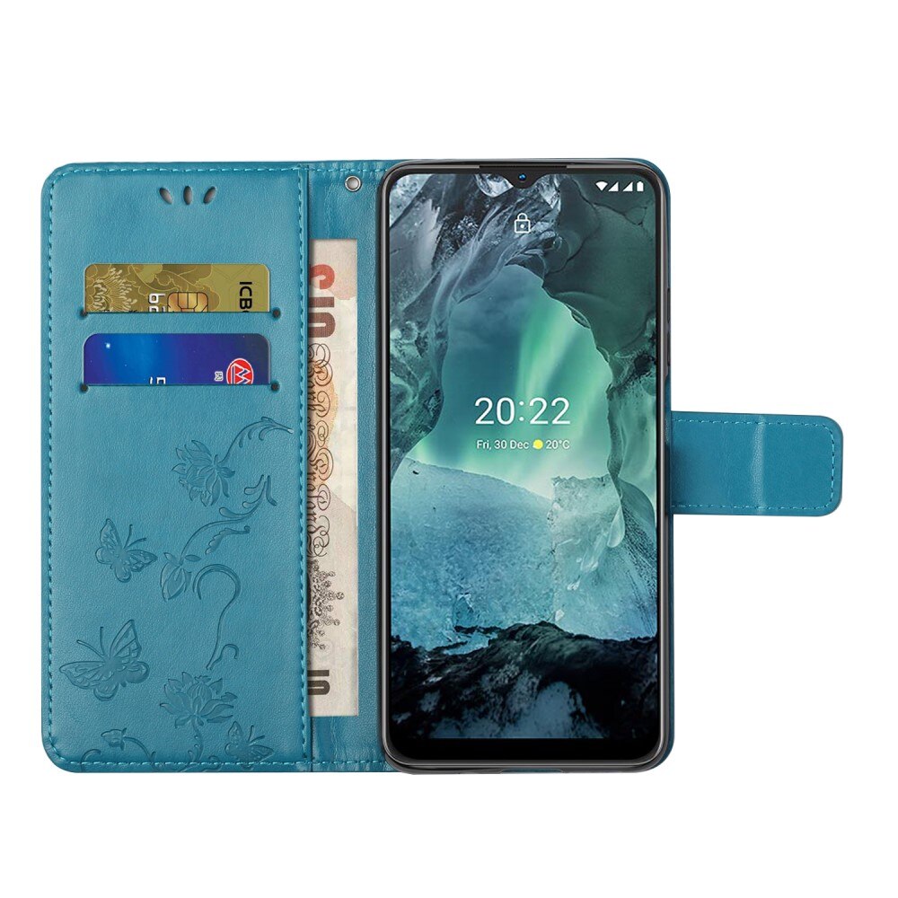 Nahkakotelo Perhonen  Nokia G11/Nokia G21 Sininen