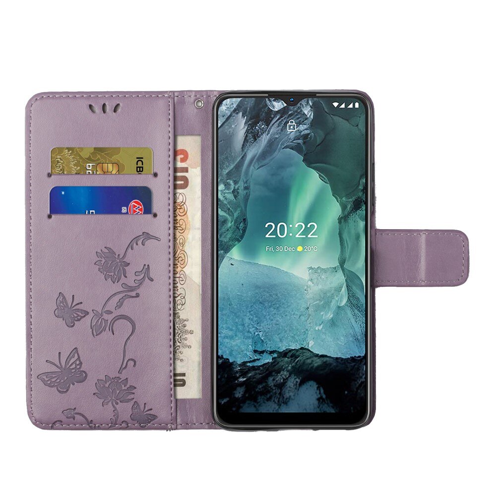Nahkakotelo Perhonen  Nokia G11/Nokia G21 Liila