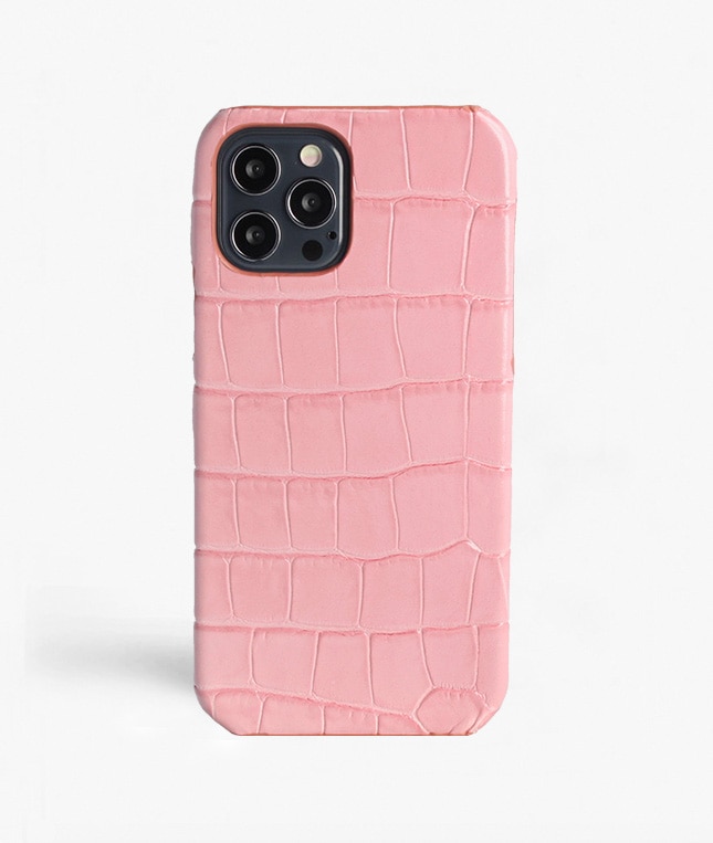 Kuori iPhone 12/iPhone 12 Pro Croco Vaaleanpunainen