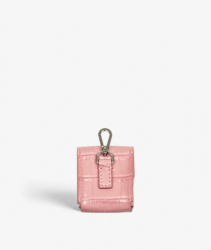 Attachable AirPods Leather Case Croco Pastell Rosa