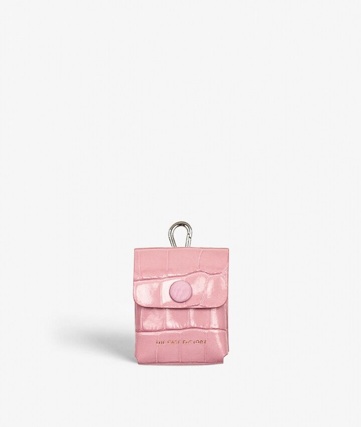 Attachable AirPods Leather Case Croco Pastell Rosa