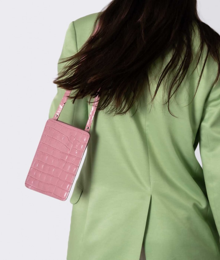 Smart Crossbody Laukku Croco Vaaleanpunainen