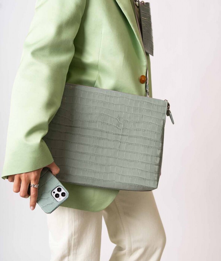 Tietokonelaukku 15" Croco Pastell Teal