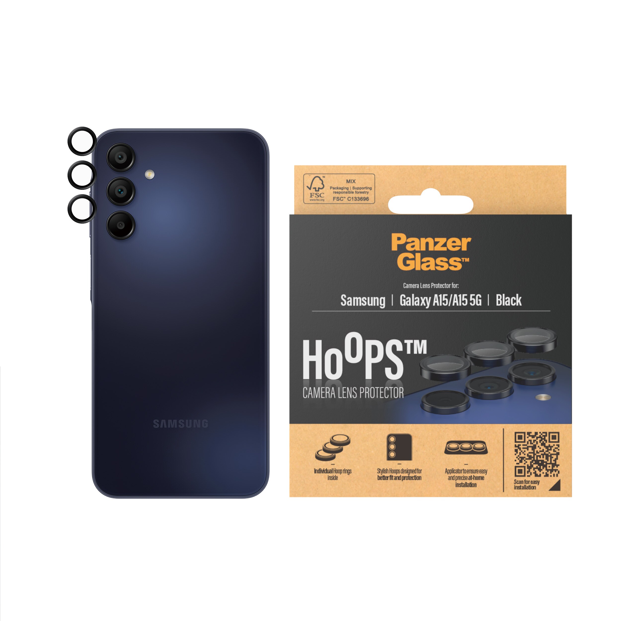 Samsung Galaxy A15 Hoops Camera Lens Protector Black