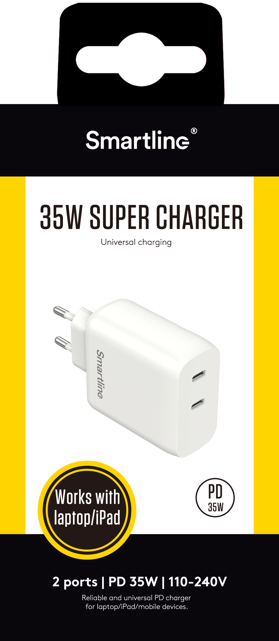 Dual PD Wall Charger 35W USB-C valkoinen