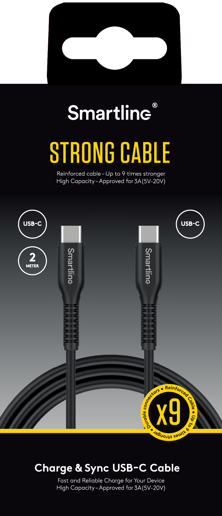 Strong USB Cable USB-C - USB-C 2m musta