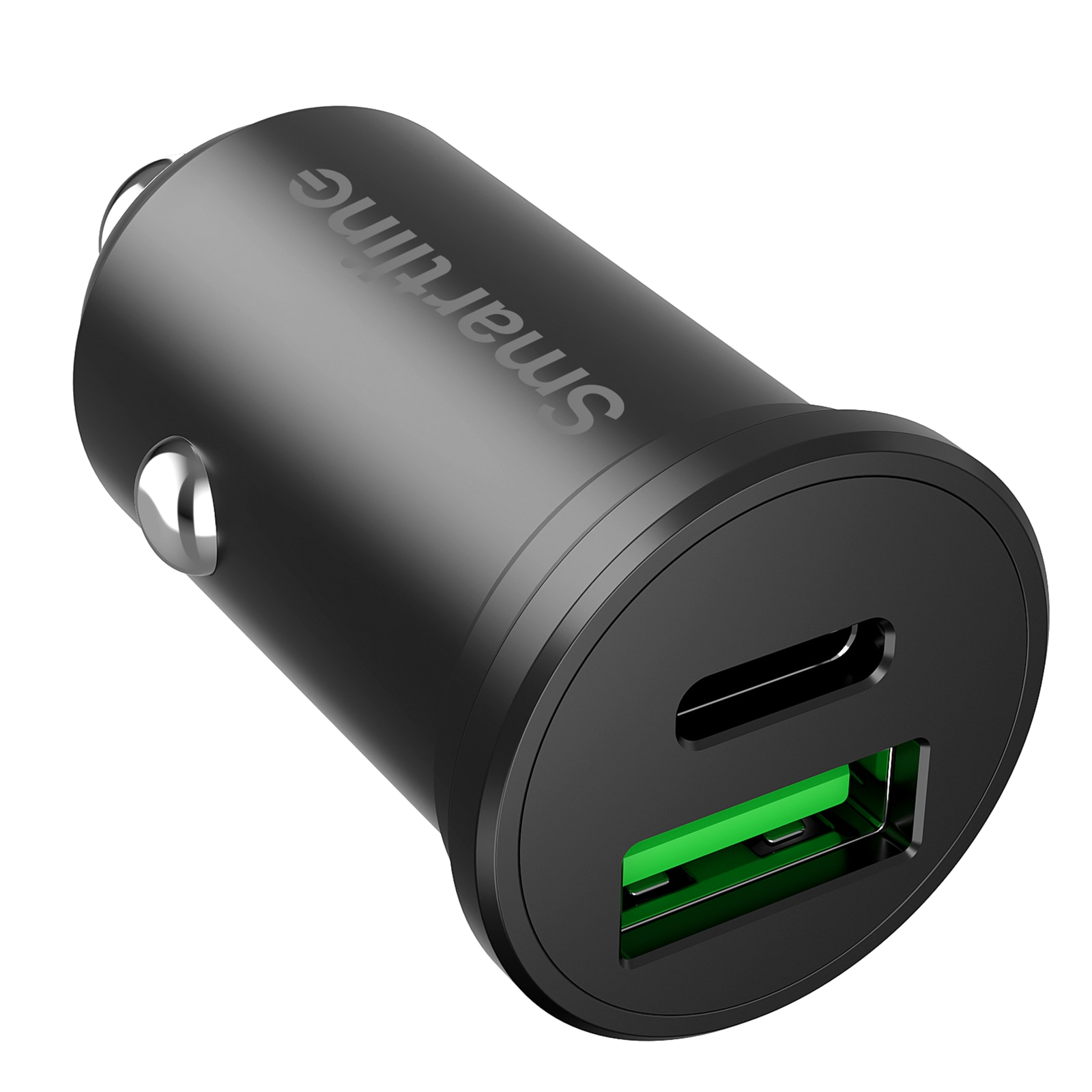 PD Dual Car Charger USB-C + USB-A 45W 12V-24V musta