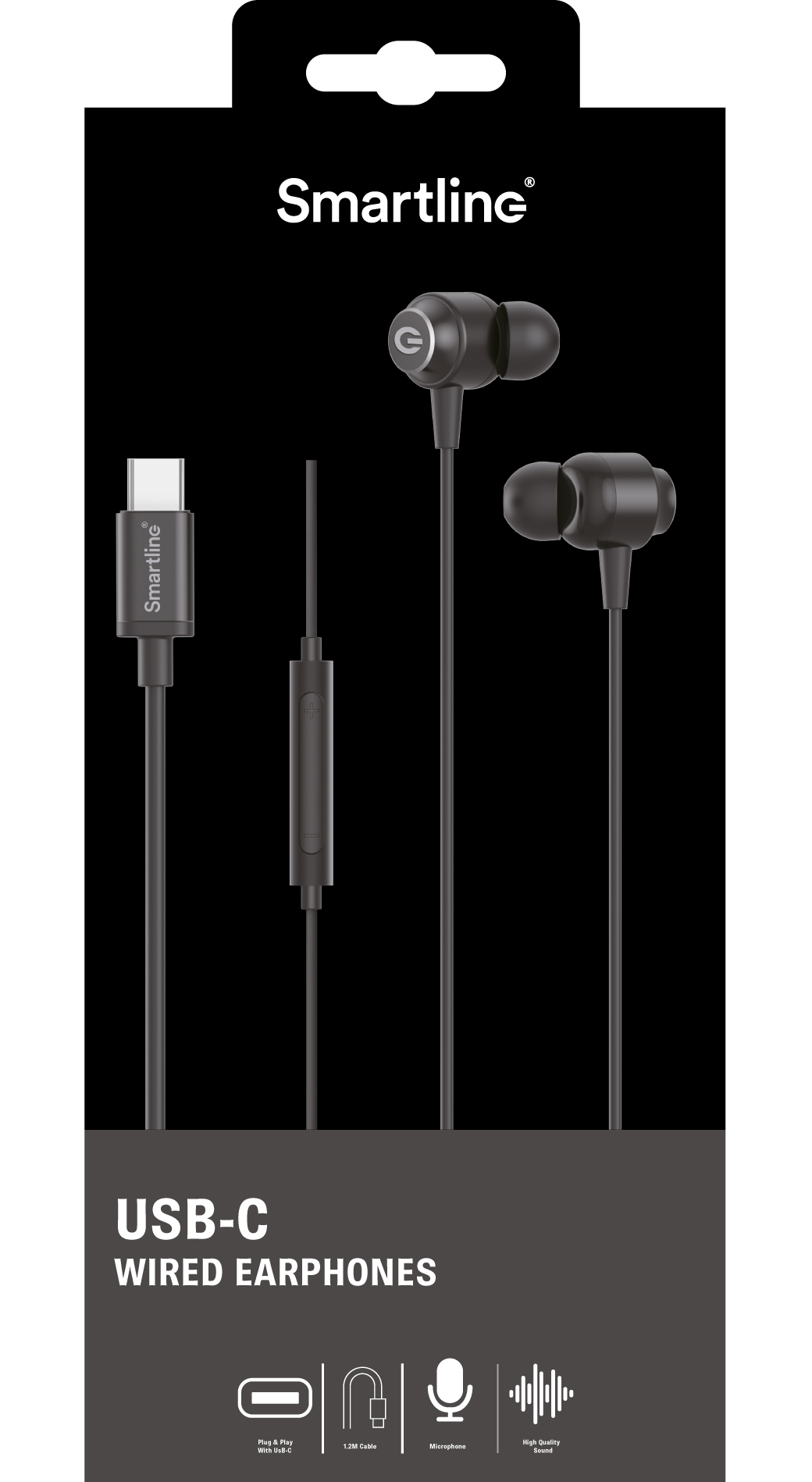 Langalliset kuulokkeet USB-C musta