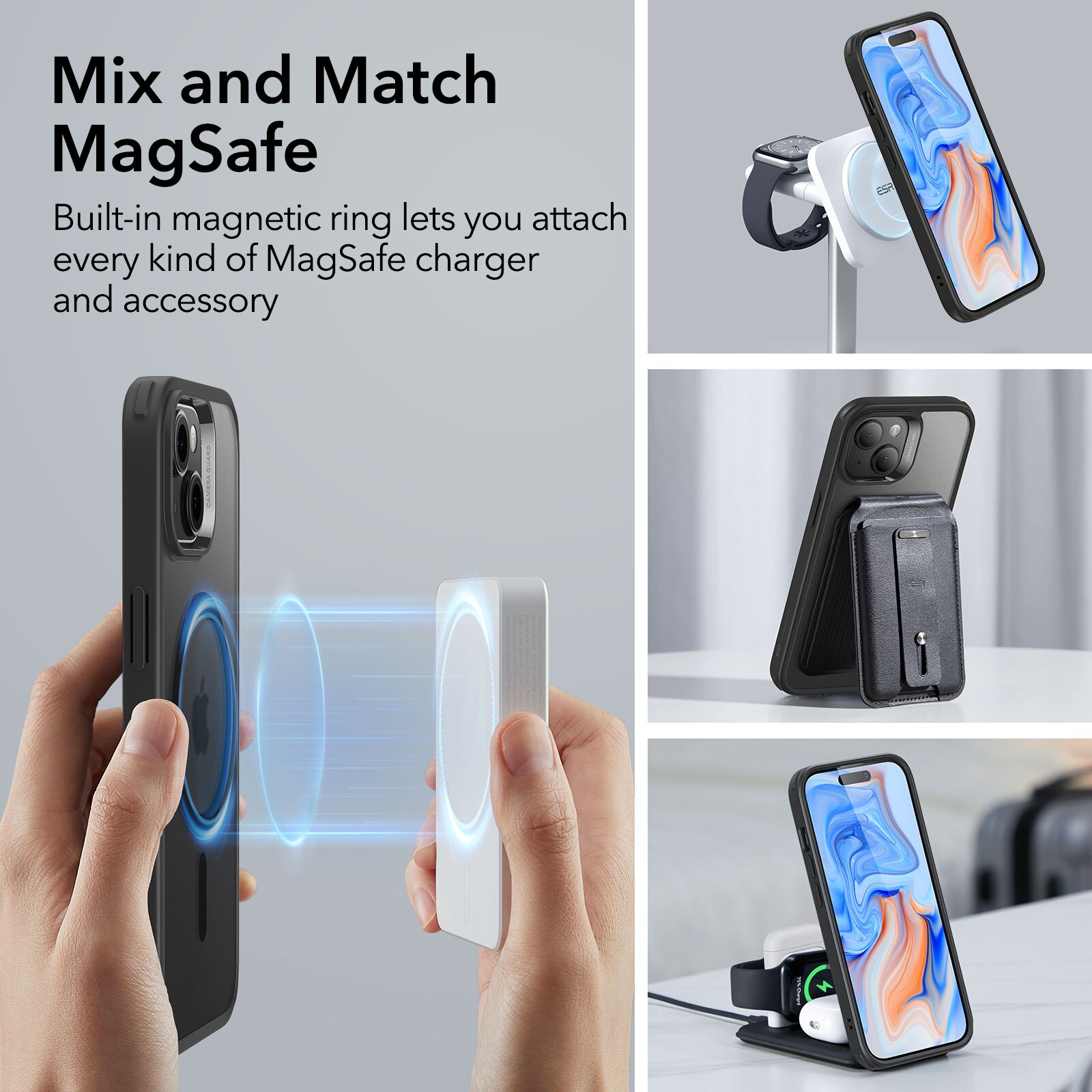 Classic Hybrid HaloLock MagSafe iPhone 15 Plus Musta