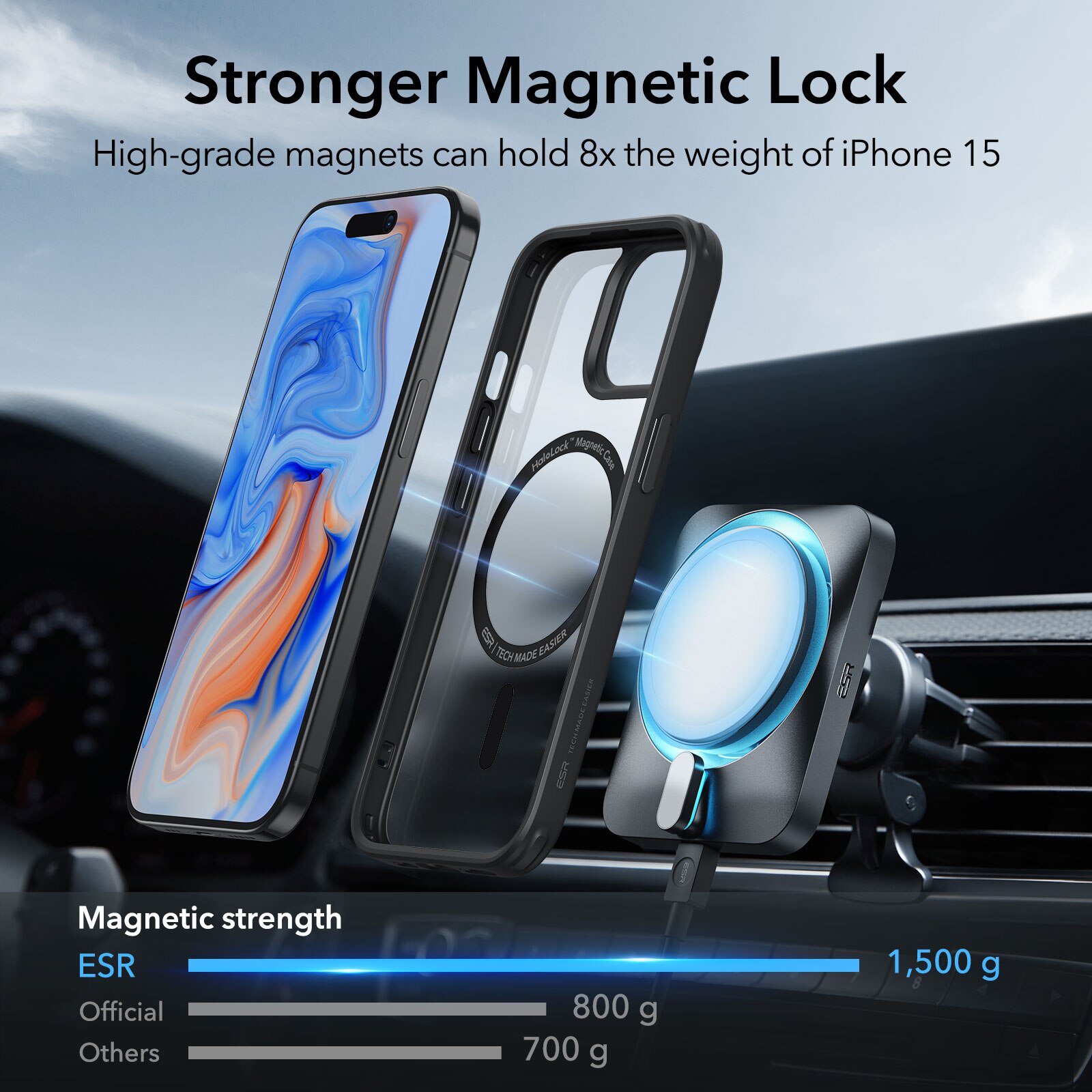 Classic Hybrid HaloLock MagSafe iPhone 15 Plus Musta