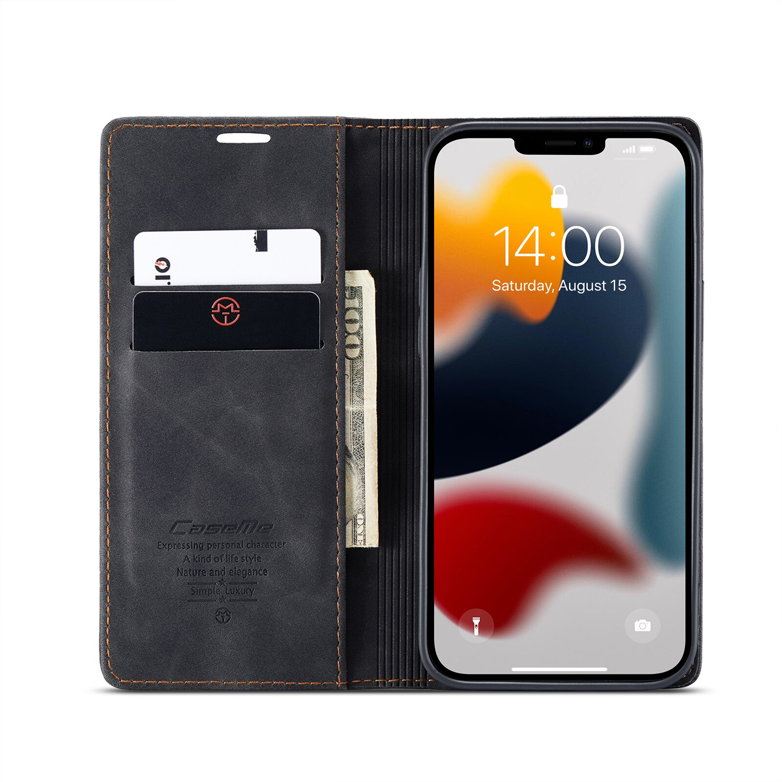 Slim Lompakkokotelo iPhone 13 Pro Max Musta