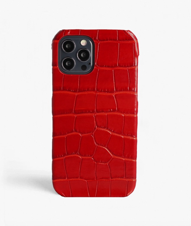 Kuori iPhone 12/iPhone 12 Pro Croco Punainen