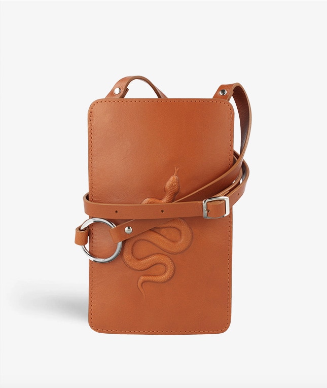 Smart Crossbody Laukku Vegetable Tanned Snake Ruskea
