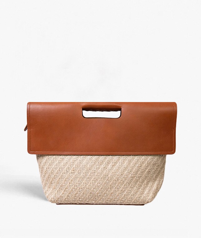 Classy Bag Jute Leather Vegetable Tanned Ruskea