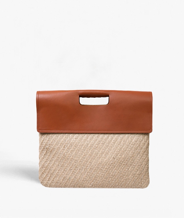 Trend Bag Jute Leather Vegetable Tanned Ruskea