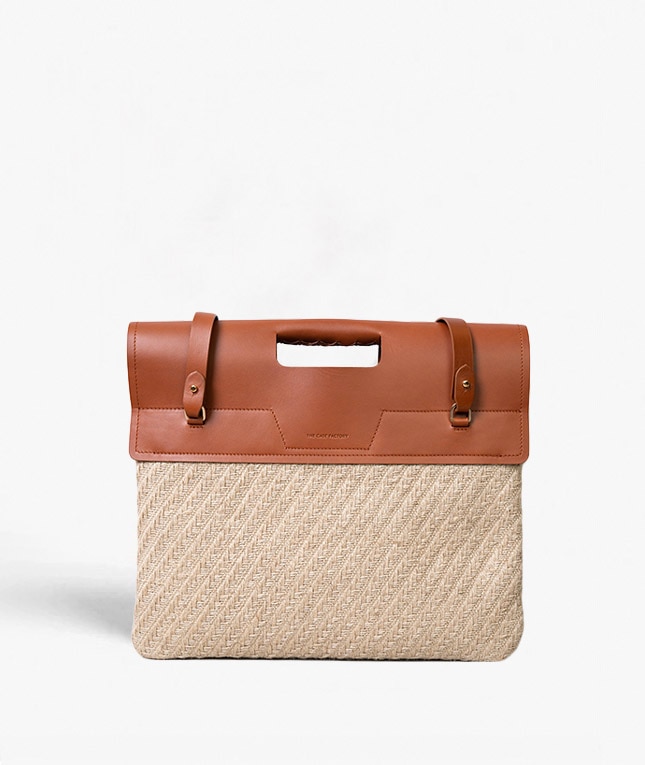 Trend Bag Jute Leather Vegetable Tanned Ruskea