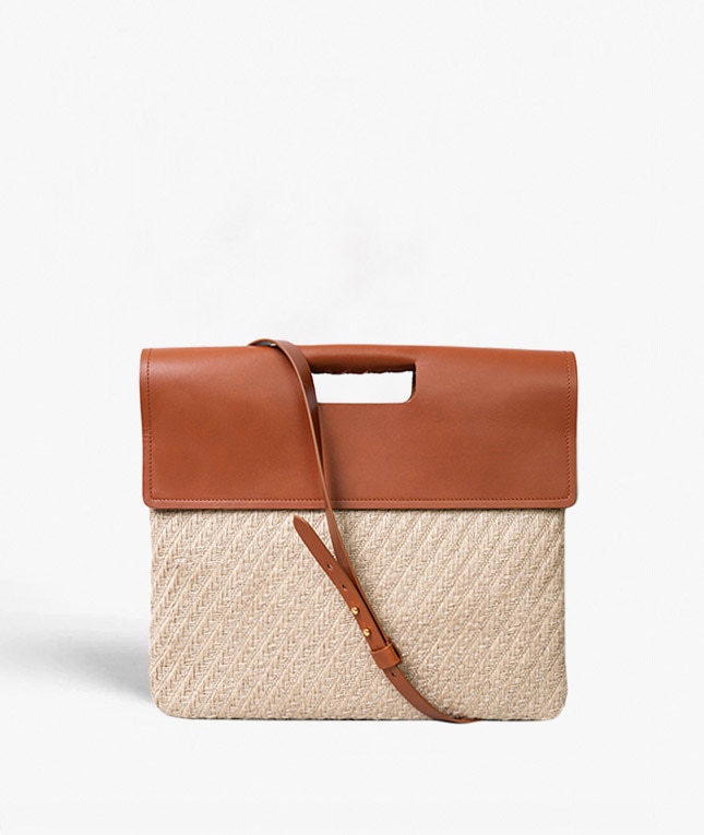 Trend Bag Jute Leather Vegetable Tanned Ruskea