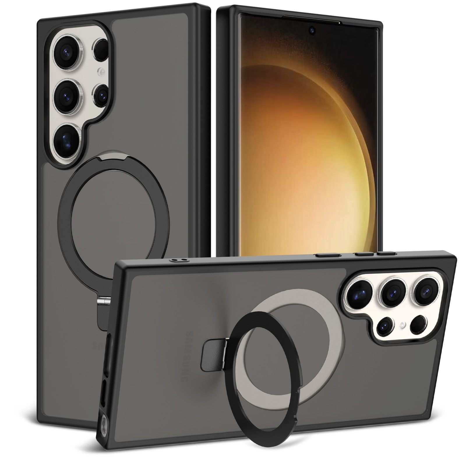 Hybridikuori Magnetic Ring Samsung Galaxy S23 Ultra Musta