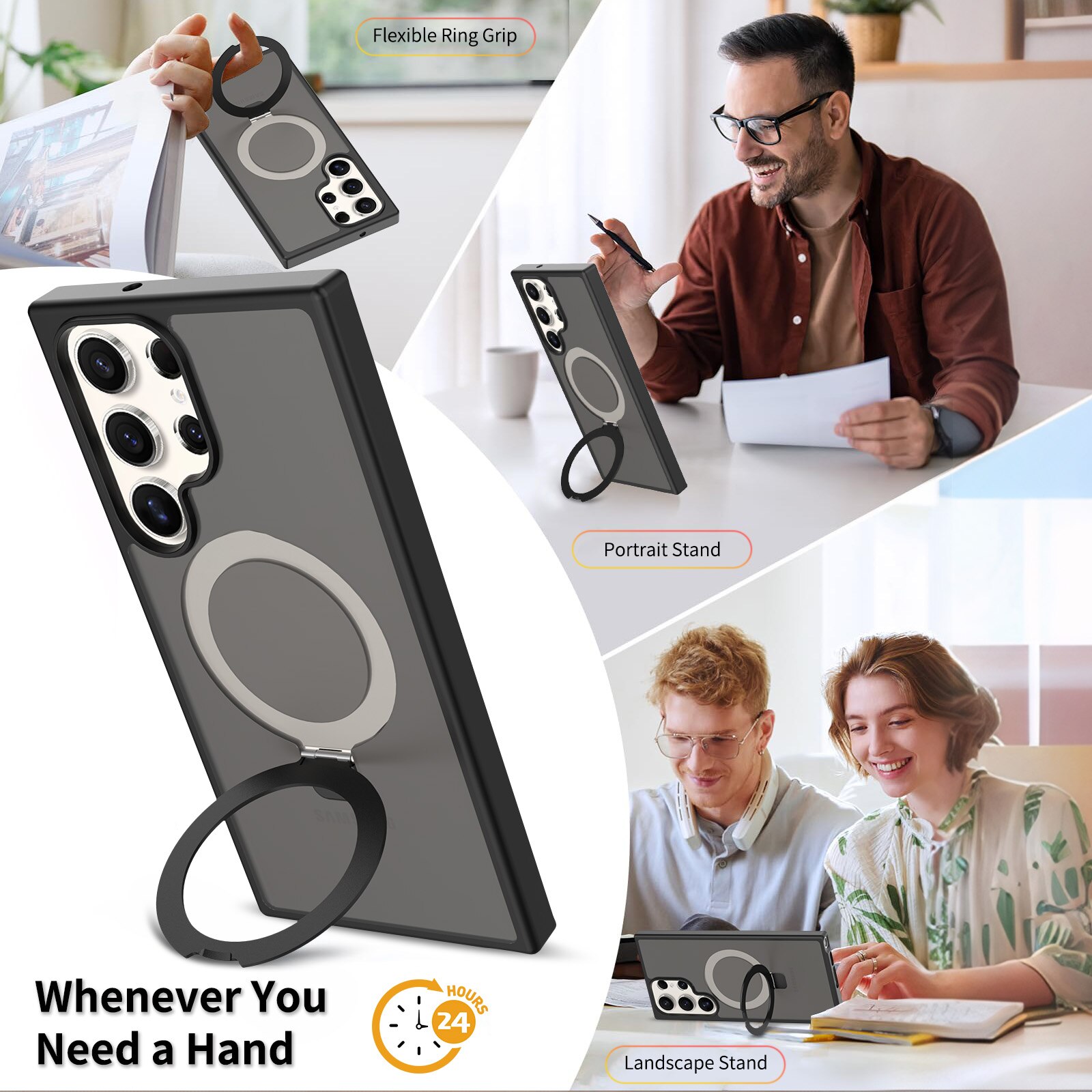 Hybridikuori Magnetic Ring Samsung Galaxy S23 Ultra Musta