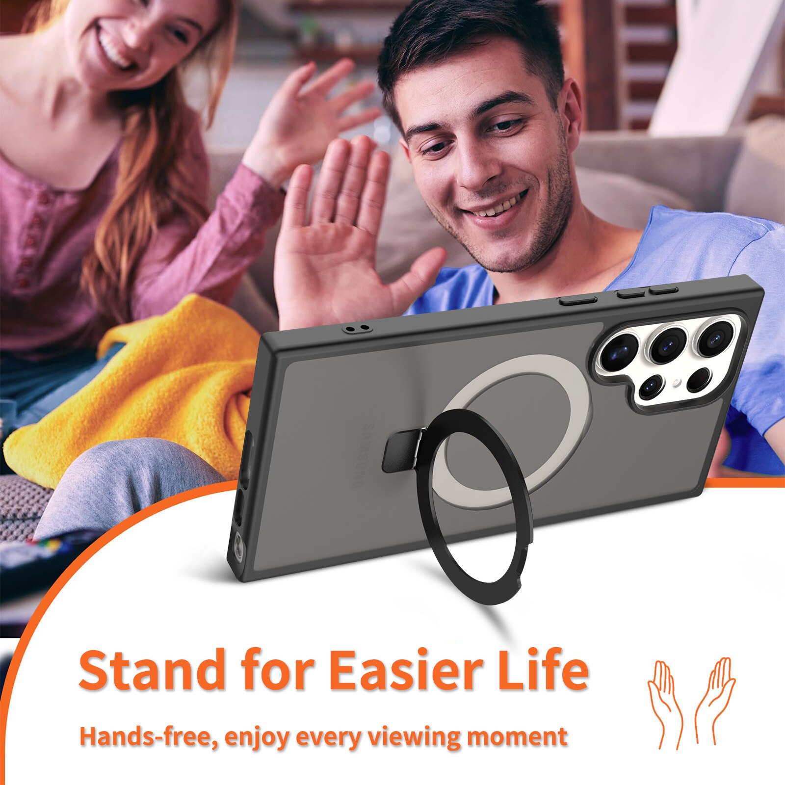 Hybridikuori Magnetic Ring Samsung Galaxy S23 Ultra Musta