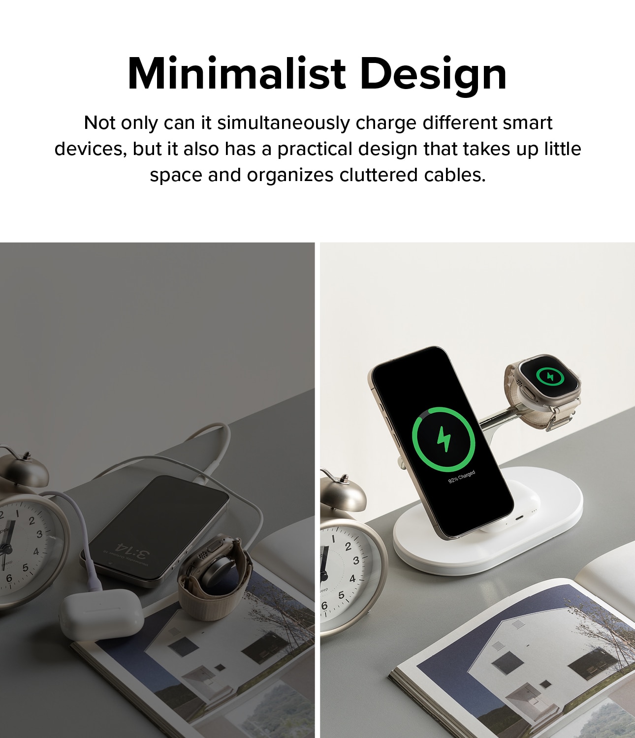 3-in-1 Wireless Charger Stand valkoinen