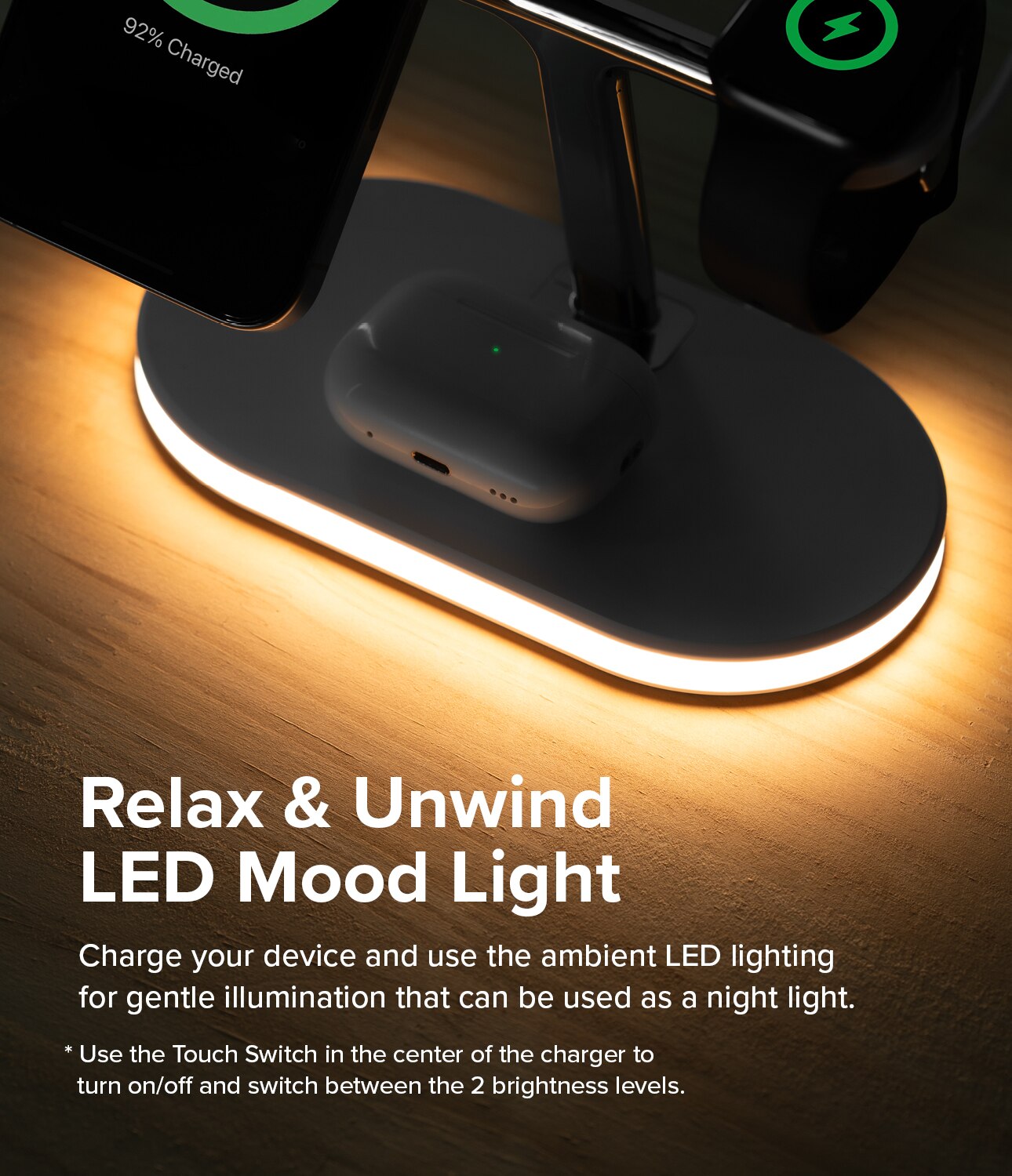 3-in-1 Wireless Charger Stand valkoinen