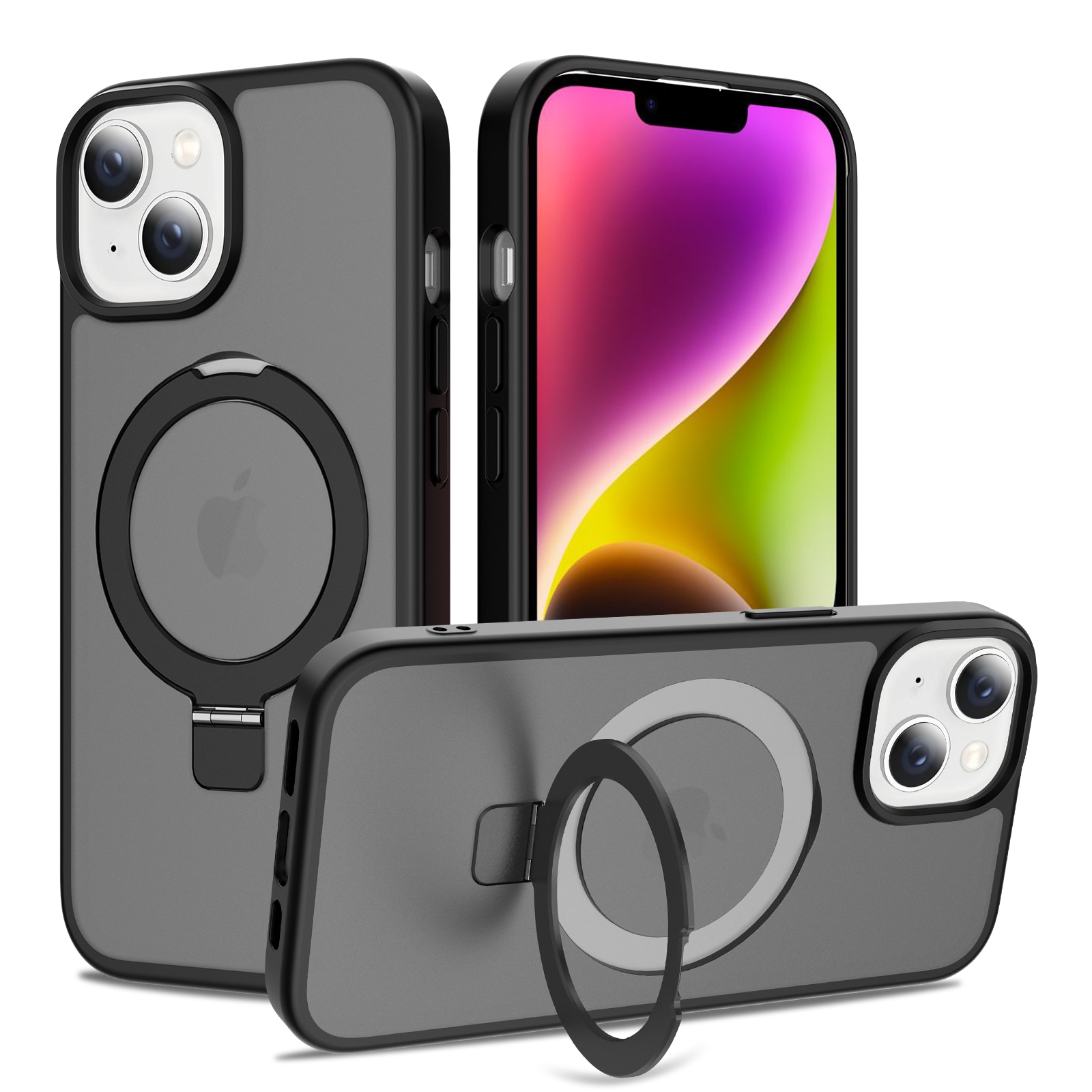 Hybridikuori Magnetic Ring iPhone 15 Musta