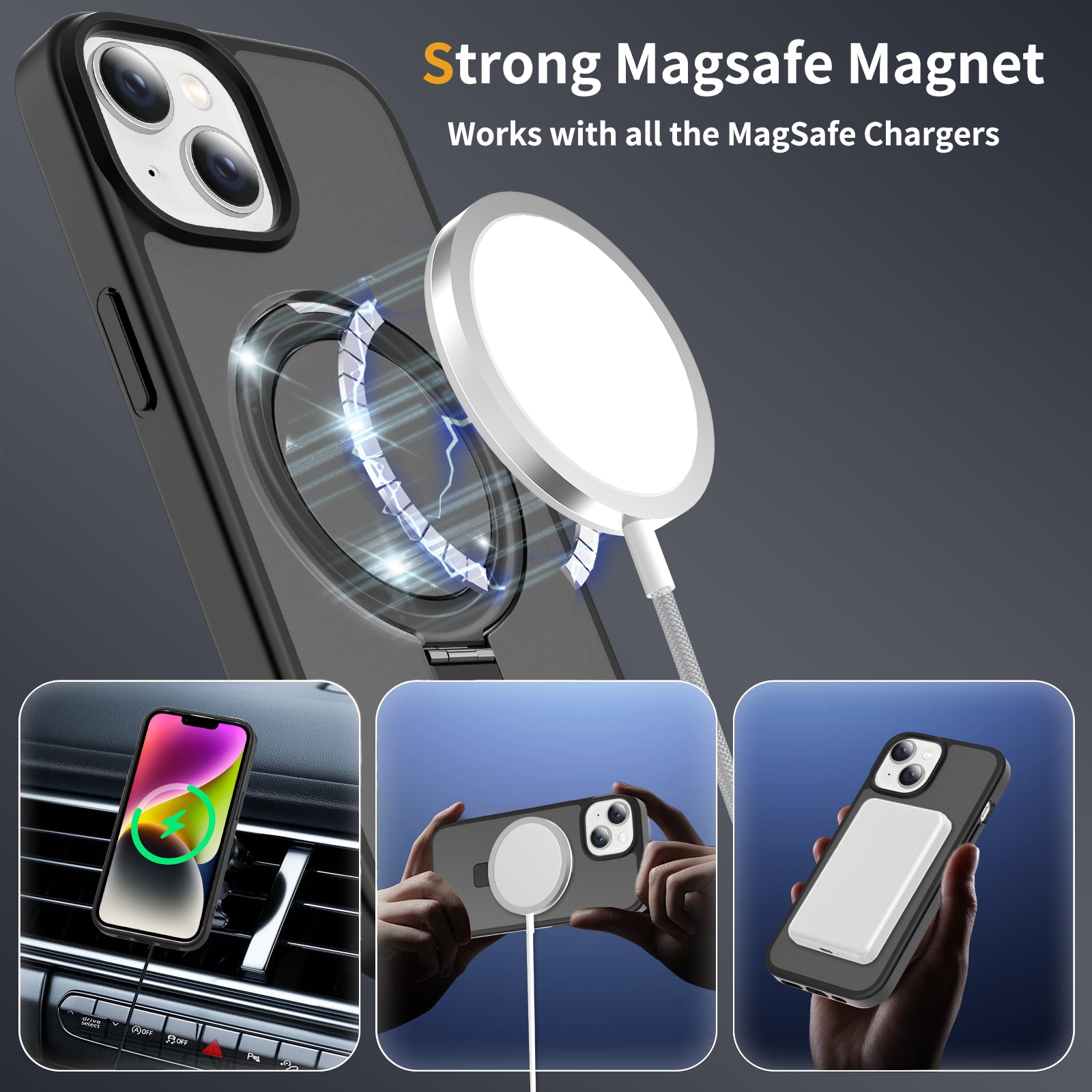 Hybridikuori Magnetic Ring iPhone 15 Musta