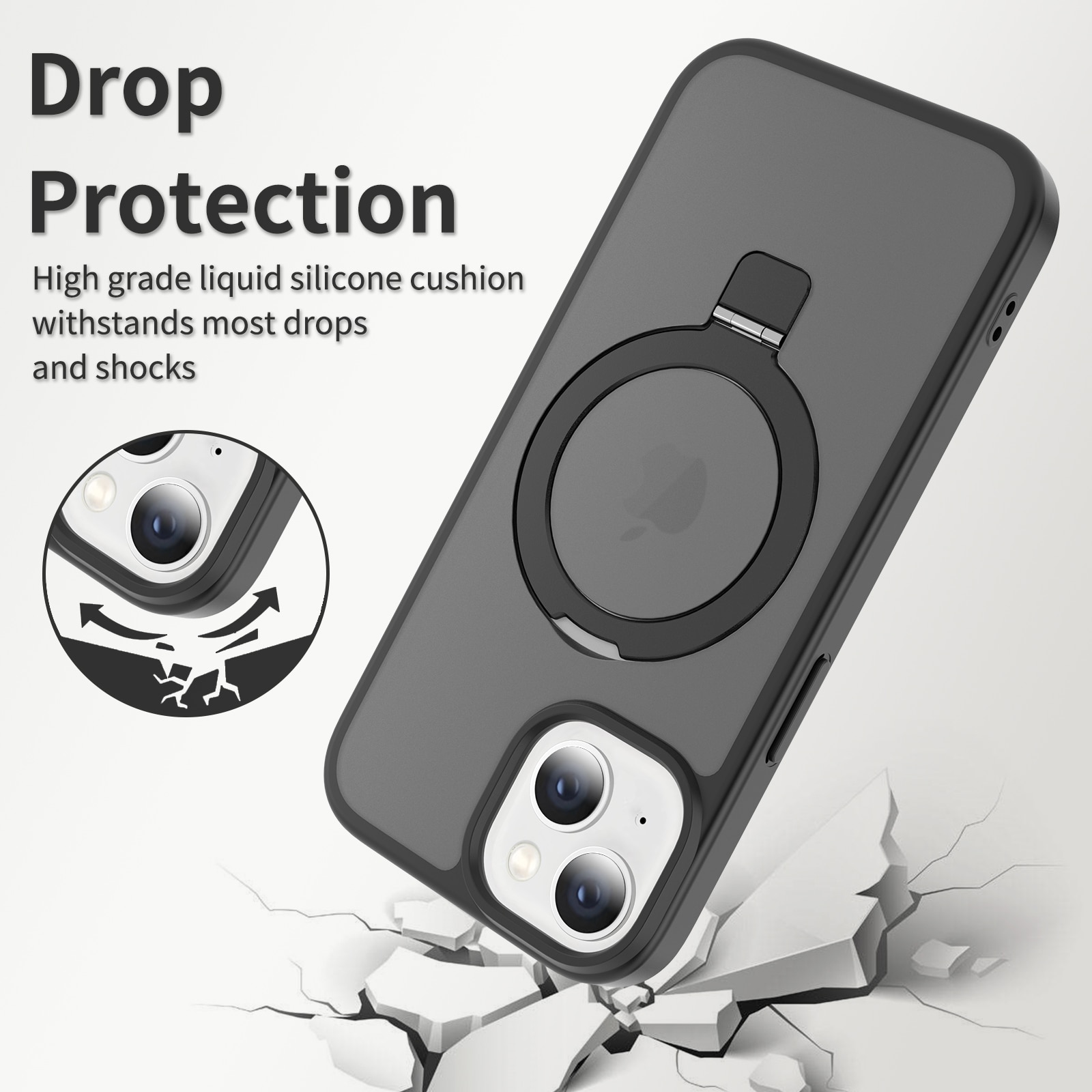 Hybridikuori Magnetic Ring iPhone 15 Musta