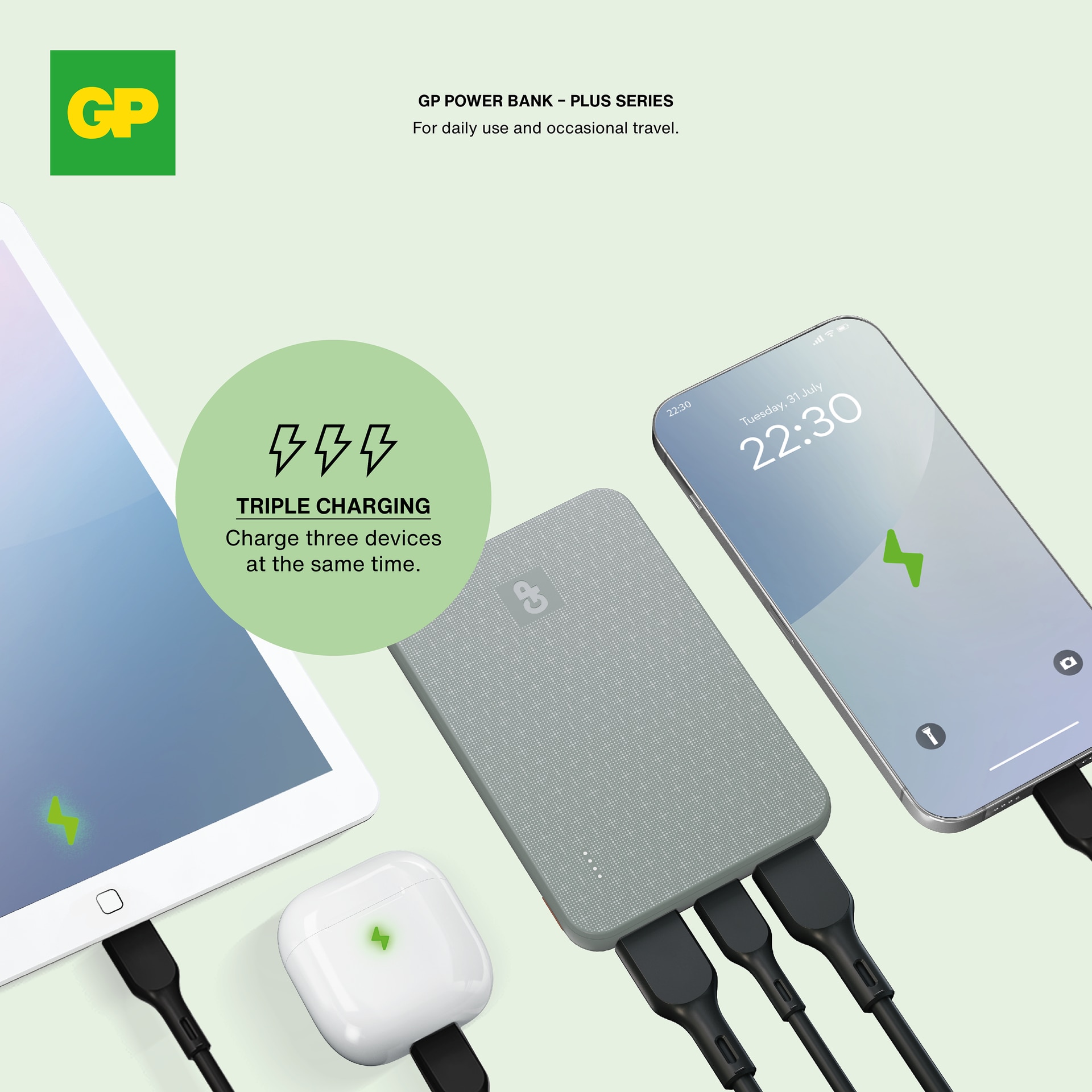 Powerbank Plus 5000mAh Harmaa