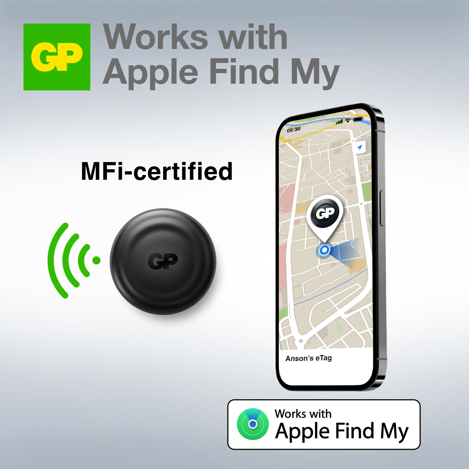 eTag Smart Tracker (1-pack) musta